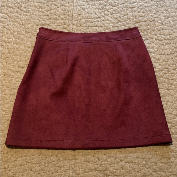 LOFT Burgundy Faux Suede Mini Skirt - Picture 4 of 4